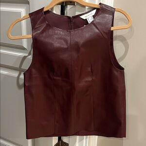 H&M Edition Burgundy Faux Leather Sleeveless Top